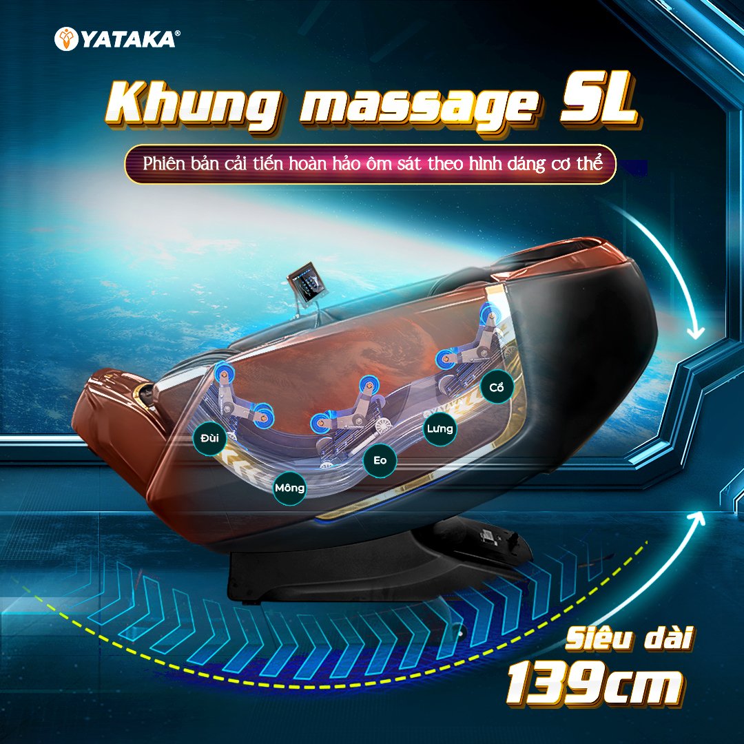 Khung SL siêu dài của ghế massage cao cấp YA-6868