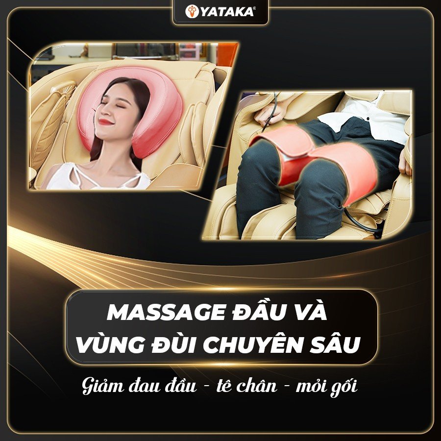 Túi khí massage vùng đầu và đùi riềng biệt trên ghế massage thông minh YA-588